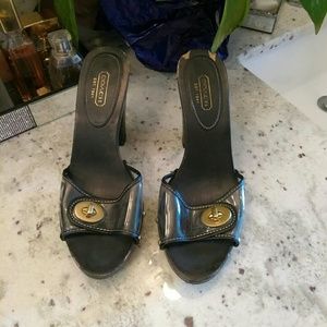Authentic Black Plastic and Wooden Clogs w/Locket